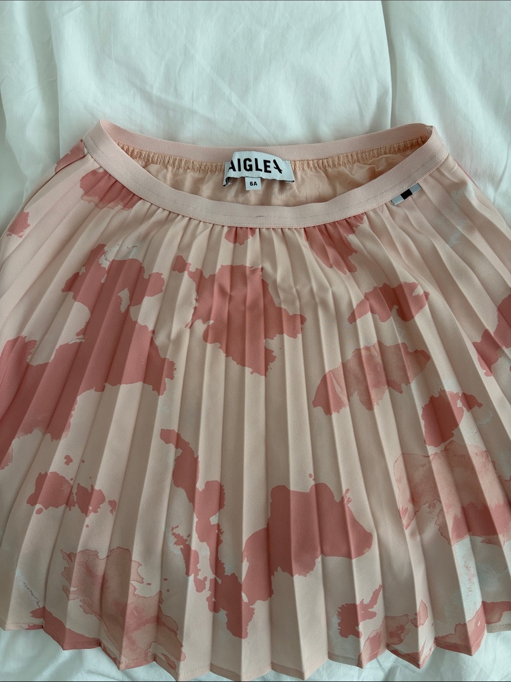 Aigle Blush Pink Pleated Floral-Print Skirt